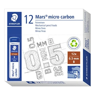 Abbildung von STAEDTLER 250 05 B Mars Micro Feinminen, Minendurchmesser 0.5 mm, B, 12 Stück, graphitgrau, VE