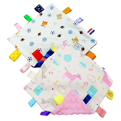 Abbildung von JPYH 2 Stück Taggy Blanket, Babydecke, Sicherheitsdecke,Taggy Decken für Babys,Breathable Infant Decke Soft Touch, Etikettendecken Babys, Neugeborene und Baby