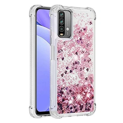 Abbildung von KBIKO zxl Kompatibel mit Xiaomi Redmi 9T Glitzer Hülle,Mädchen Glitzern Handyhülle,Paillette Flüssigkeit Clear Silikon Schutzhülle für Poco M3 / 9T.Rose Gold YBL