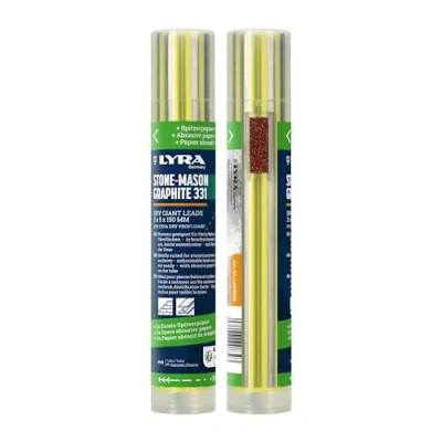 Abbildung von LYRA DRY GIANT Ersatzminen Runddose gefüllt mit 12 Stück 331 Steinhauerminen, 2x5x150 mm, für harte Oberflächen wie Stein, Beton