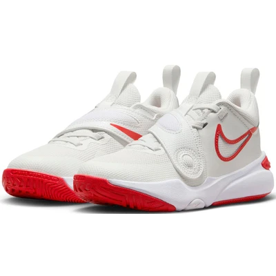 Abbildung von Nike Performance TEAM Hustle D 11 Unisex Basketballschuh für Kinder, Größe: 33, Summit white/track red/white Kunststoff/textil