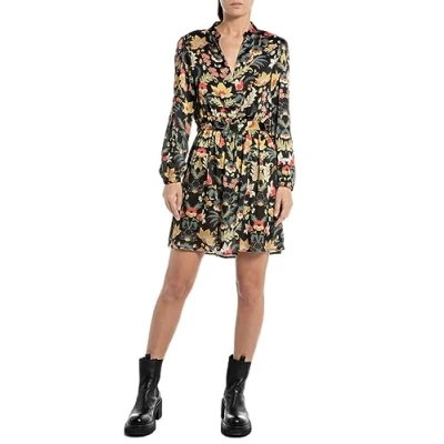 Abbildung von Replay Damen Kleid Langarm All Over Print, Black/Multicolor 010 (Mehrfarbig), XS