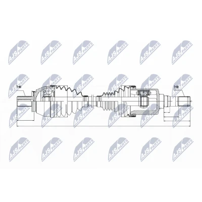 Abbildung von NTY NPW VV 033 Antriebswelle Vorderachse, Vorderachse links VOLVO: V60 I, S60 II, V70 3