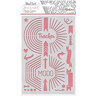 Abbildung von Aladine Schablone Trackers für Bullet Journal Scrapbooking und kreative Hobbys Format A5, Buchstaben Stil Brush