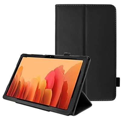 Abbildung von TECHGEAR Leder hülle Kompatibel mit Samsung Galaxy Tab A7 10.4 2020 (SM T500 / SM T505) Premium PU Schlank Folio Schutzhülle Ständer und Handschlaufe, [Schwarz]