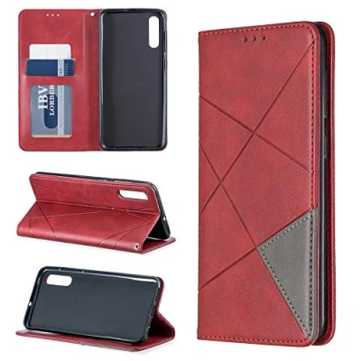 Abbildung von QiongniAN hülle für Samsung Galaxy A50 Leder,Hülle SM A505FN/DS / A505F/DS A505FM/DS A505GN/DS A505YN A505GT Schutzhülle Case Cover Red