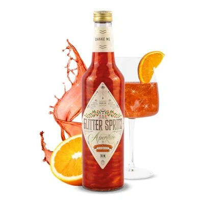 Abbildung von Glitter Spritz Das Original Aperitivo 15% vol. Glitzer Cocktail mit Bitter Orange, Rhabarber &amp; Kräutern Premium Aperitif für Italian besondere Anlässe zum Feiern (1 x 0,7L)