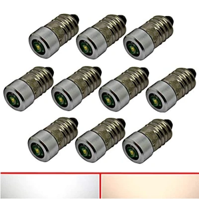 Abbildung von E10 LED 6V 12V 24V Taschenlampe Birne Lampe Glühbirne weiß kaltweiß DC (warmweiß, 10x)