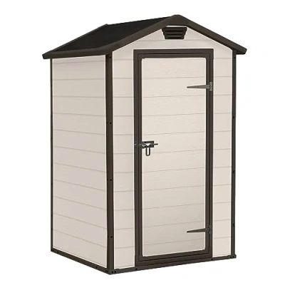 Abbildung von Keter Manor 4x6S Gartenhaus wetterfest 3.8m3, Kunststoff, Outdoor, Außenmaße: BxTxH:130x192x198cm, Innenmaße: BxTxH:111x177x190cm, auch für kleine Gärten geeignet, beige