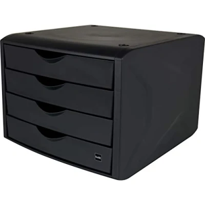 Abbildung von HELIT Hängeregisterschrank Schubladenbox mit Auszugssperre 4 Schubladen schwarz H215xB265xT332 mm