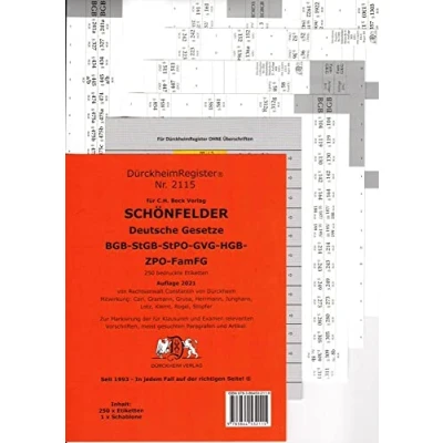 Abbildung von DürckheimRegister HABERSACK, Gesetze und §§: 250 Registeretiketten (sog. Griffregister) für die wichtigsten §§ im BGB, StGB, StPO, ZPO ... usw.) In jedem Fall auf der richtigen Seite