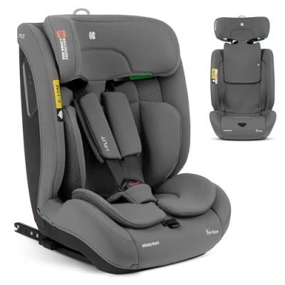 Abbildung von KikkaBoo Autokindersitz i Size ­FLIT, 76 150 cm, Autositz Gruppe 1 2 3 ISOFIX,15 Monate bis 12 Jahre, 9 36 kg, Top Tether, SPS Seitenschutzsystem, fach verstellbare Kopfstütze, Hellgrau
