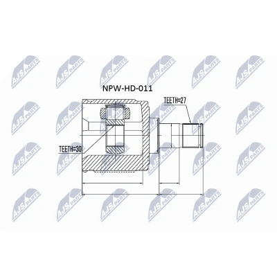 Abbildung von NTY NPW HD 011 Gelenksatz Vorderachse rechts, getriebeseitig HONDA: HR V I, Accord 7 Limousine, Tourer