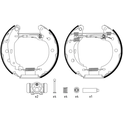 Abbildung von TEXTAR Shoe Kit Pro 84052800 Bremsensatz, Trommelbremse mit Radbremszylinder, Stellelement RENAULT: Kangoo I Rapid,