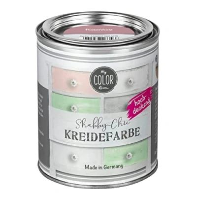Abbildung von My COLOR Room Shabby Chic Kreidefarbe 750 ml Rosenholz Küchenmöbellack und Möbelfarbe ohne Schleifen. Wasserbasiertes Chalk Paint, für Holz &amp; mehr mit hoher Deckkraft u. schnell trocknend
