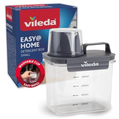 Abbildung von Vileda Aufbewahrungsbox Waschmittelbox 1100ml grau (Set), inkl. Messbecher