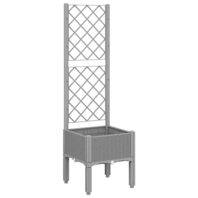 Abbildung von vidaXL Blumentopf Pflanzkübel mit Rankgitter Hellgrau 40x40x142 cm PP (1 St)