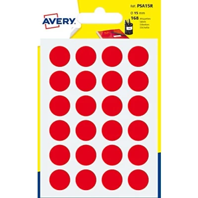 Abbildung von Avery PSA15R Schutzhülle de 168 Pastilles Durchmesser 15 mm A6 rot