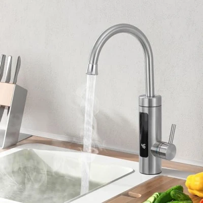 Abbildung von HOMELODY Elektrischer Wasserhahn mit Durchlauferhitzer 230V,Wasserhahn Küche LED Küchenarmatur Edelstahl