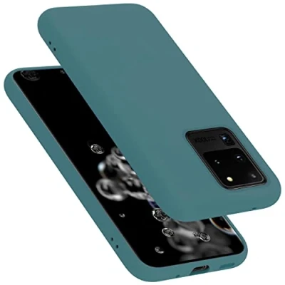 Abbildung von Cadorabo Hülle kompatibel mit Samsung Galaxy S20 Ultra Handyhülle für Case aus flüssigem Silikon stoßfeste dünne TPU Schutzhülle Liquid GRÜN