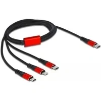 Abbildung von Delock USB Ladekabel 3 in 1 Type C™ zu Lightning™ / Micro m schwarz rot