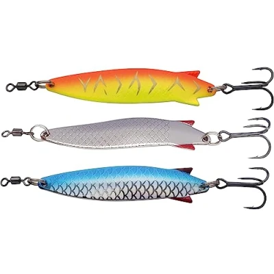 Abbildung von Abu Garcia Toby Spoon Angelköder 3er Pack Classic Flashing Wobbler Köder für Lachs, Meerforelle, Forelle, Barsch, Seelachs, Makrele
