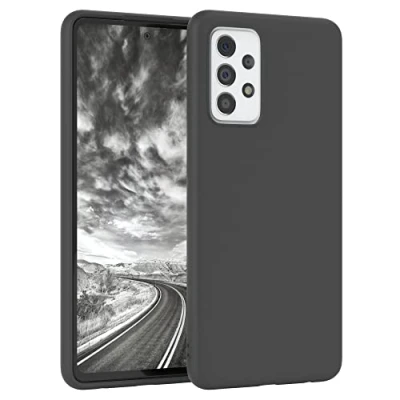 Abbildung von EAZY CASE Premium Silikon Handyhülle kompatibel mit Samsung Galaxy A72 / 5G, Slimcover Kameraschutz und Innenfutter, Silikonhülle, Schutzhülle, Bumper, Handy Case, Hülle, Softcase, Anthrazit