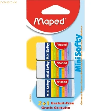 Abbildung von 30 x Maped Radierer Mini Softy Plastik 18x12,5x39mm VE=3 Stück Blister