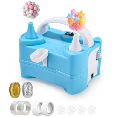 Abbildung von Ballonpumpe Elektrisch,Luftballonpumpe Kit Elektrische,Intelligenter 2 Modus Pumpe Luftballon Elektrisch,Portable Double Nozzle Balloon Pump Balloons Inflator for Party,Wedding,Birthday 400W