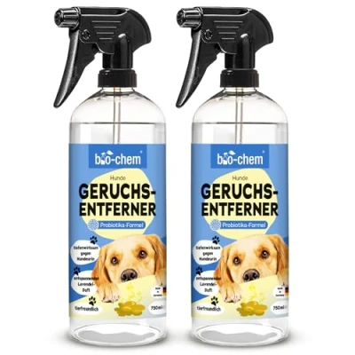 Abbildung von bio chem Hunde Geruchsentferner Spray 2x 750 ml Enzymreiniger mit Mikroorganismen Geruchsneutralisierer gegen Hundeurin Geruch Entfernt Gerüche aus Sofa, Teppich, Polster nachhaltig Made in DE