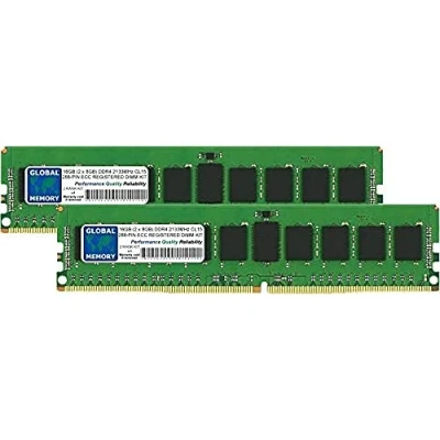 Abbildung von GLOBAL MEMORY RAM Set (16 GB (2 x 8 GB) DDR4 2133 MHz PC4 17000 288 PIN ECC registriertes DIMM (RDIMM) für Server/Workstationen/Motherboards Rang Kit Chipkill)