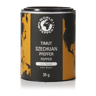 Abbildung von Nepalesischer Szechuan Pfeffer aus Timut World of Pepper 35g schwarzbraune Pfefferkörner Premium Qualität mit Zufriedenheitsgarantie