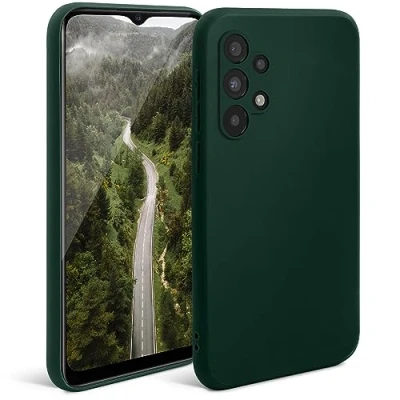 Abbildung von Moozy Minimalist Series Silikon Hülle für Samsung A32 5G, Dunkelgrün Mattes Finish, Dünne, Leichte, Weiche TPU Handyhülle Schutzhülle Case Cover