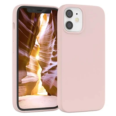 Abbildung von EAZY CASE Premium Silikon Handyhülle kompatibel mit iPhone 12 Mini, Slimcover Kameraschutz und Innenfutter, Silikonhülle, Schutzhülle, Bumper, Handy Case, Hülle, Softcase, Altrosa, Rosa