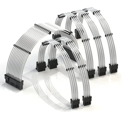 Abbildung von LINKUP 30cm Netzteilkabelverlängerung 18AWG Sauerstofffreies Kupfer Teflonmantel Custom Mod GPU PC mit Kamm Kit 1x 24 P (20+4) 2X 8 (4+4) CPU 3X (6+2) Set 300mm Silber