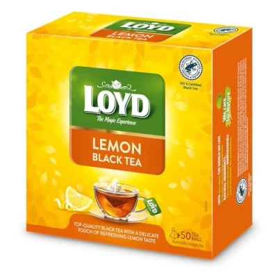 Abbildung von LOYD® Schwarzer Tee Zitrone 1 Box 50 Teebeutel 85g Schwarztee Lemon Black Tea Hochwertige Mischung Aus Schwarzen Teesorten HochwertigenTeeblättern Schwarzteebeutel Aufbrühen Express Cay