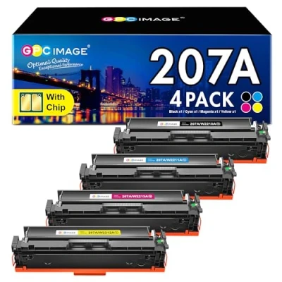 Abbildung von GPC IMAGE 207A Toner mit Chip Kompatibel für HP 207X Color Laserjet Pro MFP M283fdw Schwarz M255dw M282nw M283fdn M255nw W2210A W2211A W2212A W2213A Cyan Gelb Magenta (4er Pack)