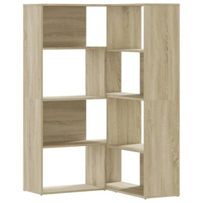 Abbildung von vidaXL Eck Bücherregal, Eckregal 4 Etagen, Bücherschrank Regal für Wohnzimmer Büro, Büroregal Aktenregal Standregal, Sonoma Eiche Holzwerkstoff