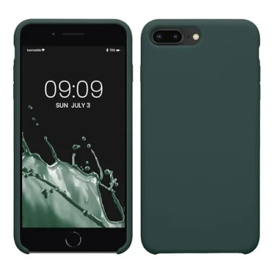 Abbildung von kwmobile Hülle kompatibel mit Apple iPhone 7 Plus/iPhone 8 Plus Silikon Handy Case Handyhülle weiche Oberfläche kabelloses Laden Blaugrün