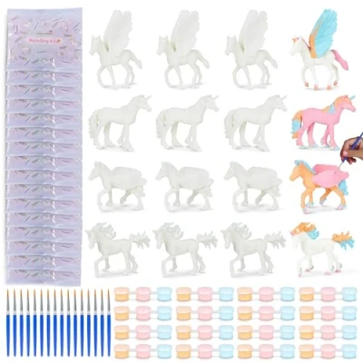 Abbildung von BONNYCO Einhorn Geschenke für Mädchen Mitgebsel Kindergeburtstag Malset 16 Stück Gastgeschenke Kleine Kinder Pinata Füllung Basteln