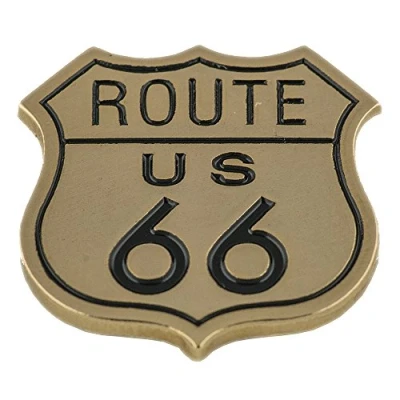 Abbildung von hegibaer Goldfarbener Route 66 Mother Road US Biker USA Metall Pin Button Anstecker 0718