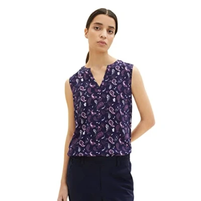 Abbildung von TOM TAILOR Damen 1037428 Bluse, 32815 Navy Paisley Design, 32
