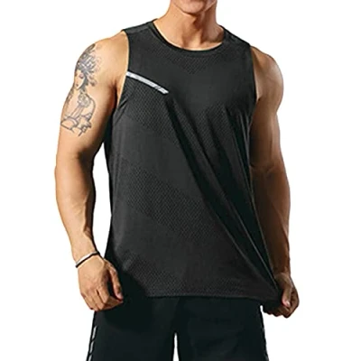 Abbildung von GYMAPE Herren Sportlich Trainieren Tanktops Ärmellos Muskel Laufshirts Ausbildung Schnelltrocknend Fitnessstudio Aktive Kleidung Schwarz L