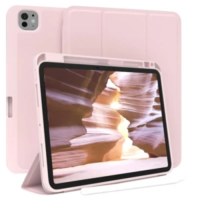 Abbildung von EAZY Case Hülle für iPad Pro 11&quot; mit Stifthalter [Modell 2024] 11 Zoll Tablet Cover Aufstell Smartcase Klappcase &amp; Standfunktion Auto Sleep Wake Up Rosa