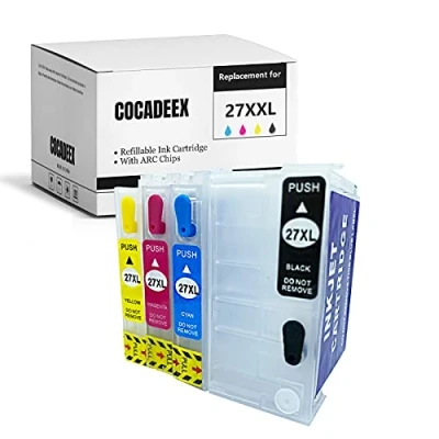 Abbildung von COCADEEX Leere nachfüllbare Tintenpatrone für 27XL 27XXL Tinte, funktioniert mit Workforce WF 3620 7620 7610 3640 7110 7210 7710 7715 7720 Drucker