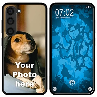 Abbildung von PhoneNatic personalisierte Handyhülle für Galaxy S23 Custom Case in Schwarz zum selbst gestalten mit eigenem Foto Bild Text individuell