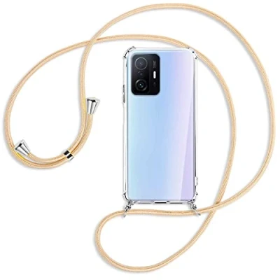 Abbildung von mtb more energy® Handykette kompatibel mit Xiaomi 11T, 11T Pro (6.67&#039;&#039;) Shiny Gold Smartphone Hülle zum Umhängen Anti Shock Full TPU Case