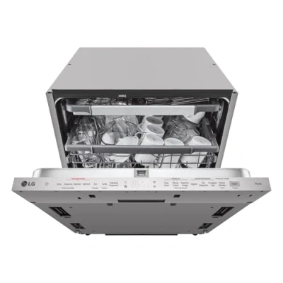 Abbildung von LG QuadWash DB365TXS Einbau Spülmaschine, komplett versenkbar, Serie 3, Klasse B, 14 Stellen, 4 Sprüharme, Dampf, Sliding Scharniere, automatisches Öffnen, 3. Korb, WLAN, Stahl