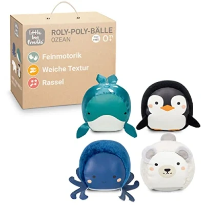 Abbildung von Little Big Friends Roly Poly Balls Sensorisches Ballspielzeug für Baby 4er Set Ozean Thema