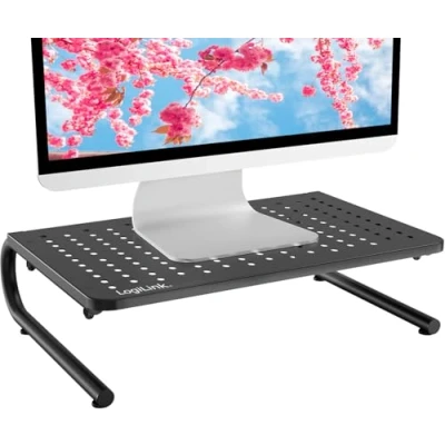 Abbildung von LogiLink TV Monitorerhöhung aus Stahl, max. Belastung 20kg, mit perforierter Platte zur Erhöhung der Luftzirkulation, Länge = 37cm